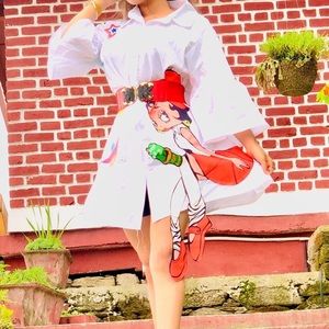 White doll shirt dress , size - medium